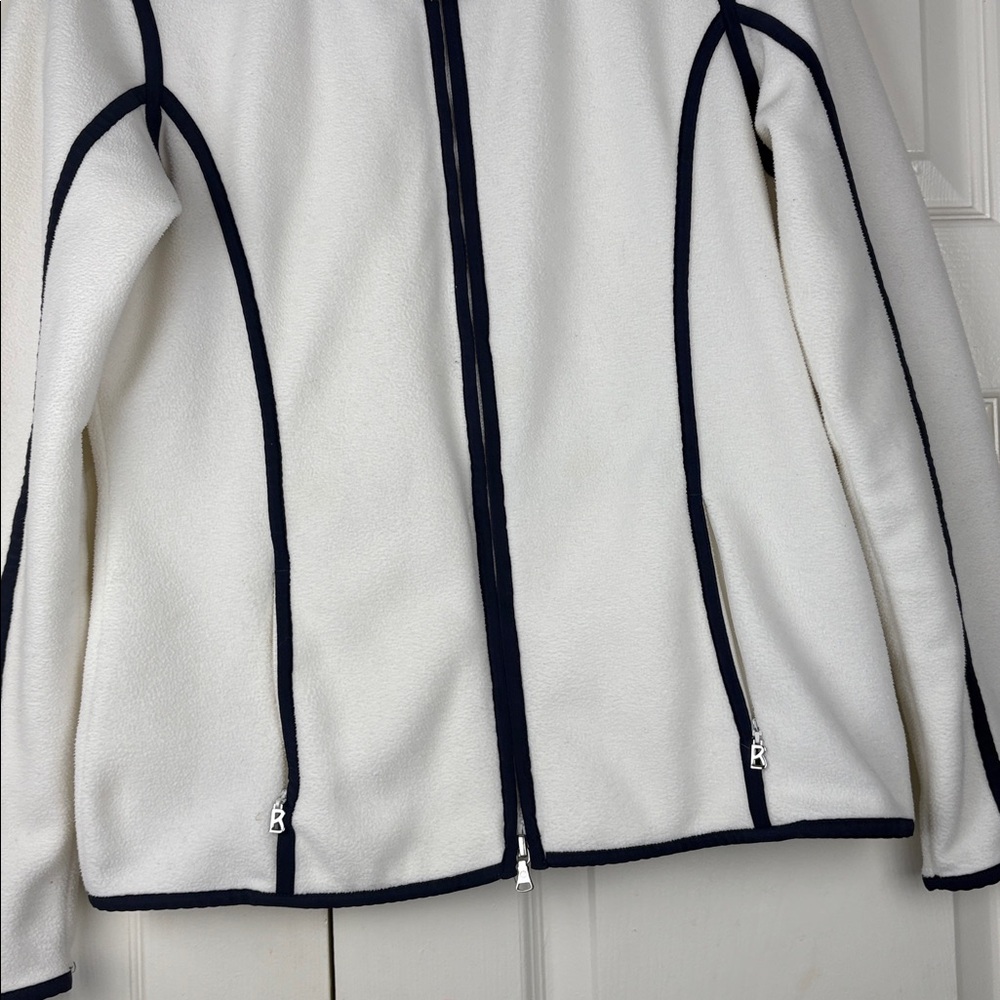 Bogner Sport White Fleece Jacket Navy Piping Full Zip Size M - Picture 4 of 9